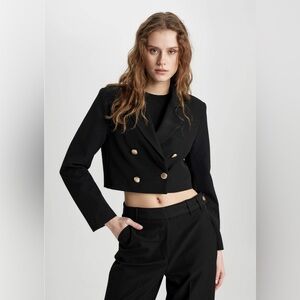 Aqua cropped blazer double breasted